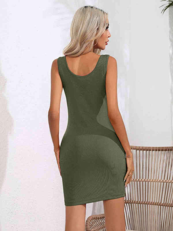 Scoop Neck Sleeveless Bodycon Dress Bazaarbey