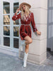 V-Neck Long Sleeve Mini Dress -BazaarBey - www.shopbazaarbey.com