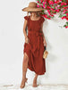 Tie Belt Ruffled Tiered Dress -BazaarBey - www.shopbazaarbey.com