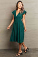 Tied Smocked Waist Flutter Sleeve Dress -BazaarBey - www.shopbazaarbey.com