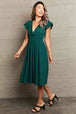 Tied Smocked Waist Flutter Sleeve Dress -BazaarBey - www.shopbazaarbey.com