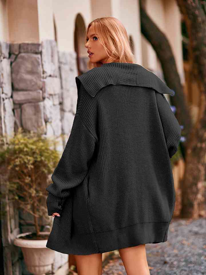 Dropped Shoulder Long Sleeve Cardigan Trendsi
