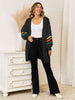 Striped Open Front Dropped Shoulder Cardigan Trendsi