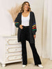 Striped Open Front Dropped Shoulder Cardigan Trendsi