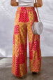 Bohemian Patchwork Drawstring Wide Leg Pants Bazaarbey