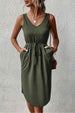V-Neck Curved Hem Sleeveless Dress -BazaarBey - www.shopbazaarbey.com