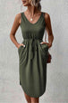 V-Neck Curved Hem Sleeveless Dress -BazaarBey - www.shopbazaarbey.com