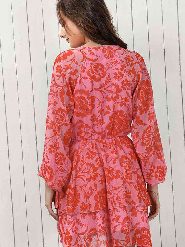 Printed  Neck Mini Dress -BazaarBey - www.shopbazaarbey.com