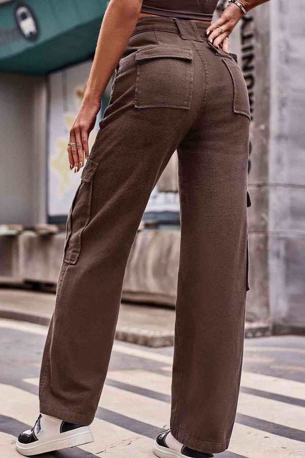 Buttoned High Waist Loose Fit Jeans Trendsi