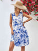 Floral V-Neck Tie Waist Sleeveless Dress -BazaarBey - www.shopbazaarbey.com