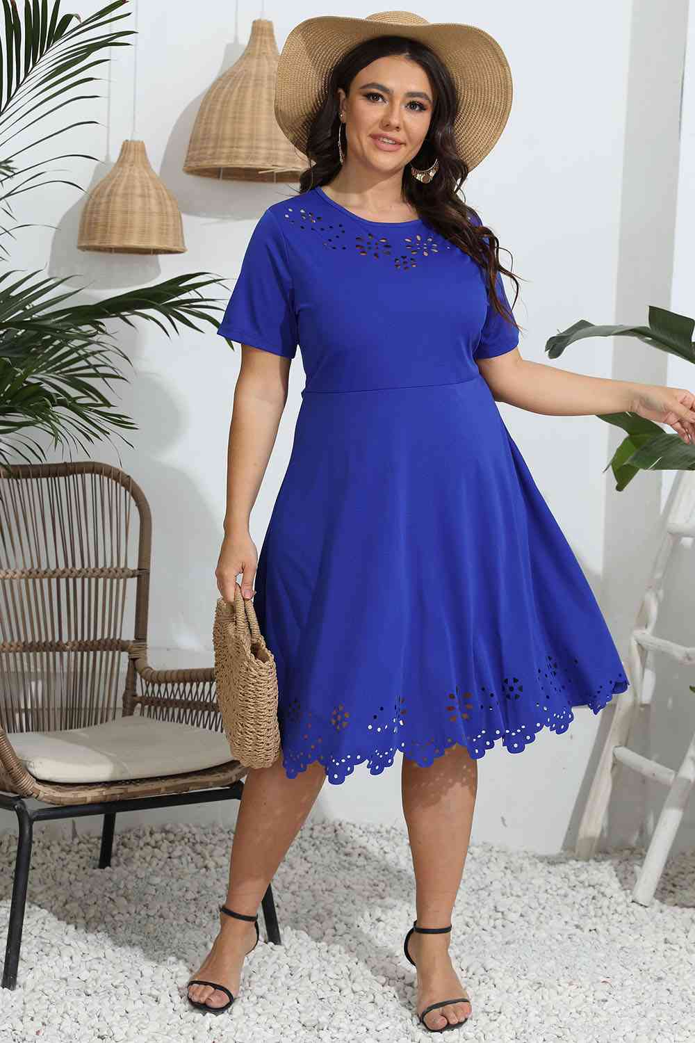 Plus Size Round Neck  Dress -BazaarBey - www.shopbazaarbey.com