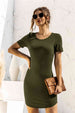Round Neck Short Sleeve Mini Dress -BazaarBey - www.shopbazaarbey.com