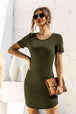 Round Neck Short Sleeve Mini Dress -BazaarBey - www.shopbazaarbey.com