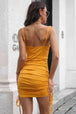 Drawstring Spaghetti Strap Bodycon Dress -BazaarBey - www.shopbazaarbey.com