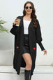 Lantern Sleeve Open Front Pocketed Cardigan Trendsi