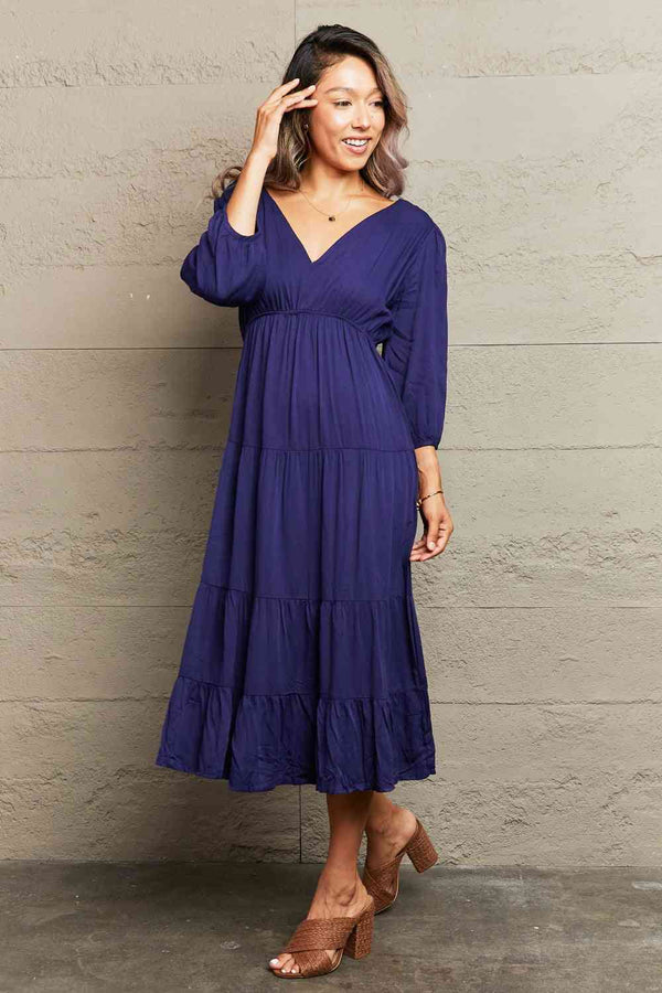Tied Backless Tiered Midi Dress -BazaarBey - www.shopbazaarbey.com