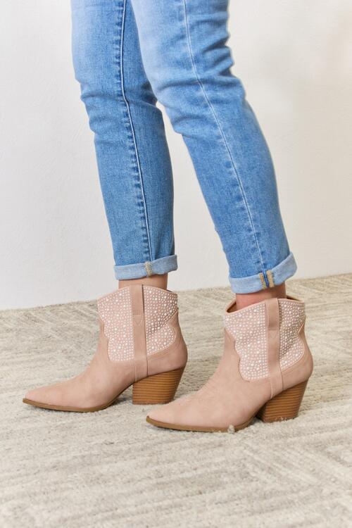  Rhinestone Ankle Cowgirl Booties Trendsi