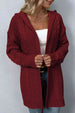 Cable-Knit Dropped Shoulder Hooded Cardigan Bazaarbey
