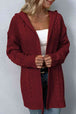 Cable-Knit Dropped Shoulder Hooded Cardigan Bazaarbey