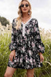 Floral Lace Trim Long Sleeve Dress -BazaarBey - www.shopbazaarbey.com