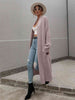  Waffle Knit  Duster Cardigan With Pockets Trendsi