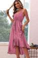 Spaghetti Strap Decorative Button Ruffled Dress -BazaarBey - www.shopbazaarbey.com