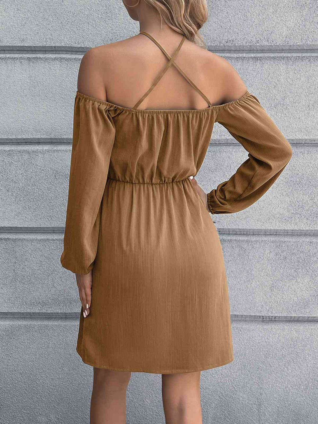 Cold-Shoulder  Mini Dress -BazaarBey - www.shopbazaarbey.com