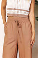  Drawstring Smocked Waist Wide Leg Pants Bazaarbey