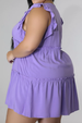 Plus Size V-Neck Frill Trim Mini Dress -BazaarBey - www.shopbazaarbey.com