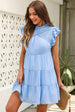 Cap Sleeve Tiered Mini Dress -BazaarBey - www.shopbazaarbey.com
