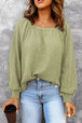 Square Neck Waffle-Knit Top Trendsi
