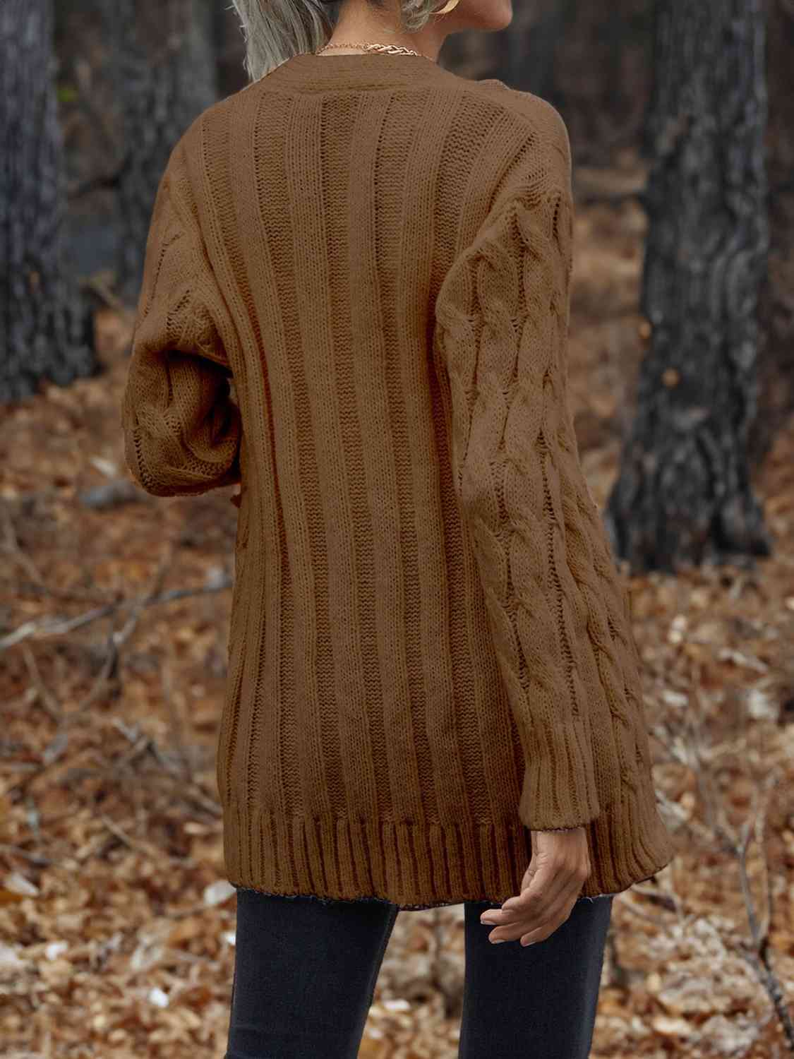 Cable-Knit Button Down Cardigan Bazaarbey