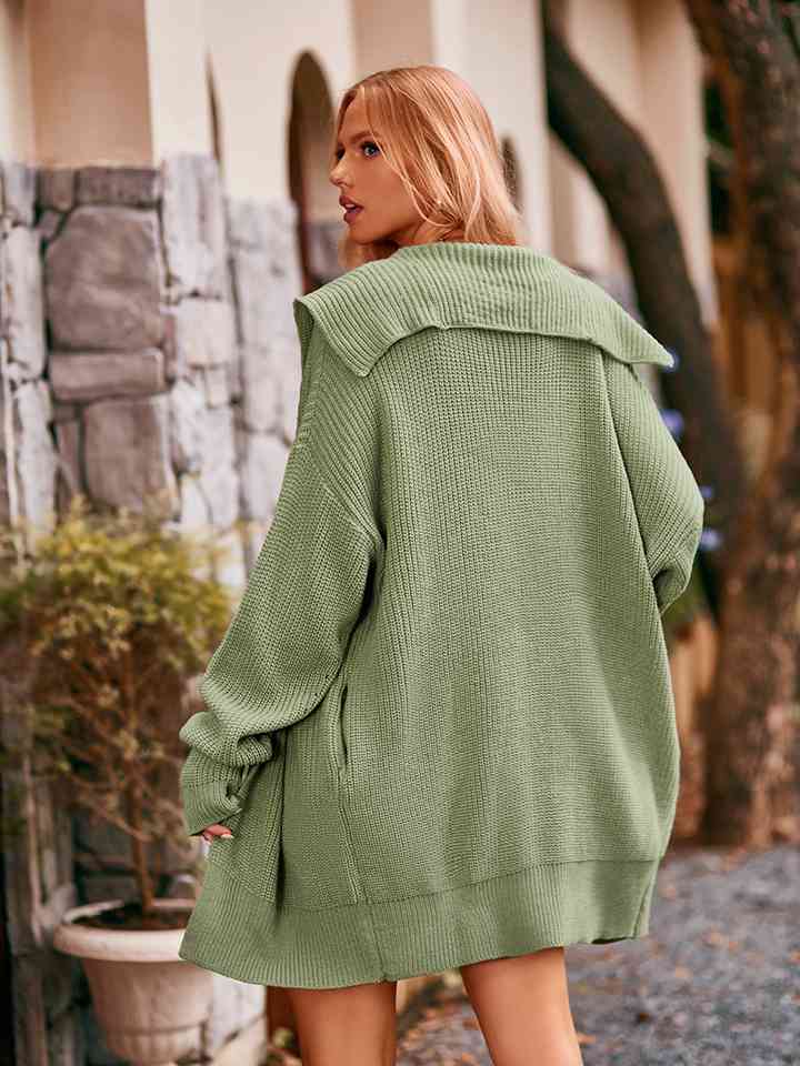 Dropped Shoulder Long Sleeve Cardigan Trendsi