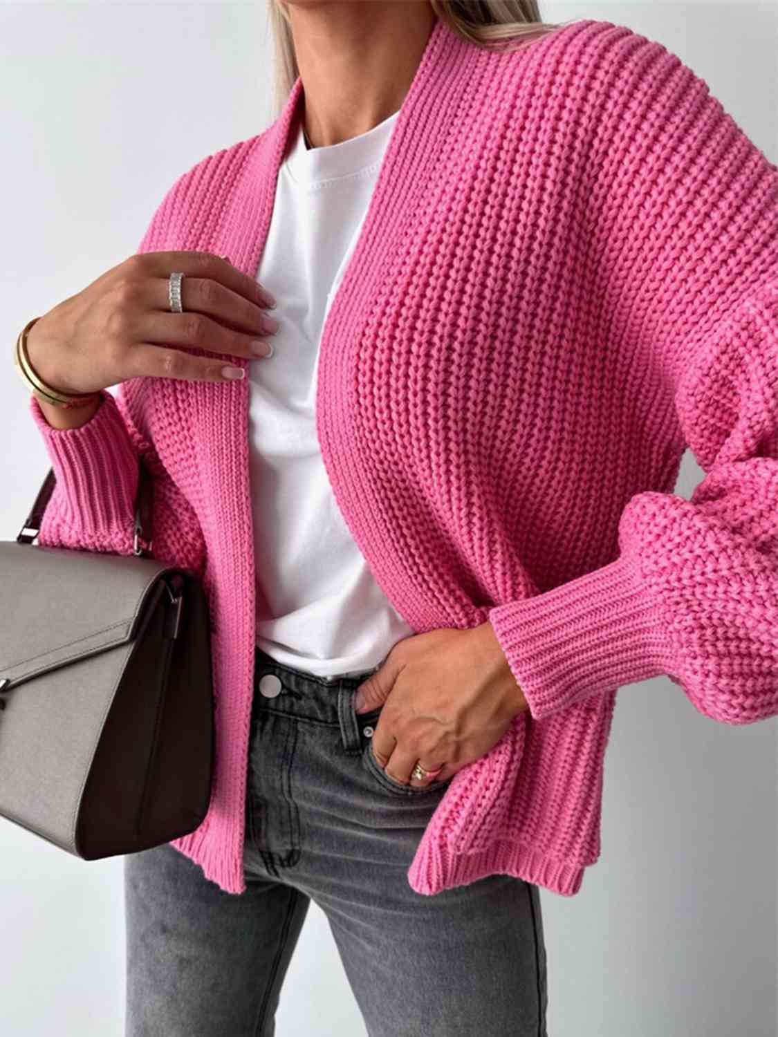 Open Front Dropped Shoulder Cardigan Bazaarbey