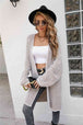 Herringbone Pattern Open Front Longline Fuzzy Cardigan Trendsi