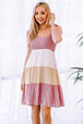 Color Block Tie Shoulder Tiered Dress -BazaarBey - www.shopbazaarbey.com