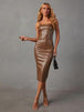 PU Slit Midi Dress Bazaarbey