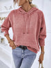 Texture Drawstring Long Sleeve Hooded Sweater Bazaarbey