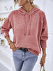 Texture Drawstring Long Sleeve Hooded Sweater Bazaarbey