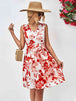 Floral V-Neck Tie Waist Sleeveless Dress -BazaarBey - www.shopbazaarbey.com
