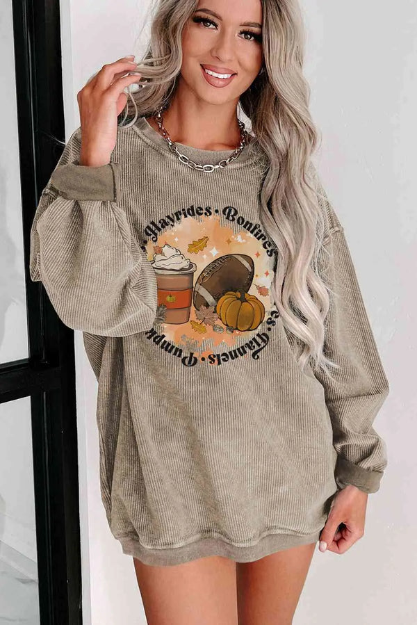 Graphic Dropped Shoulder Sweatshirt Trendsi