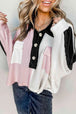 Multicolor Button-Down Long Sleeve Blouse Trendsi