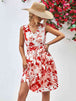 Floral V-Neck Tie Waist Sleeveless Dress -BazaarBey - www.shopbazaarbey.com