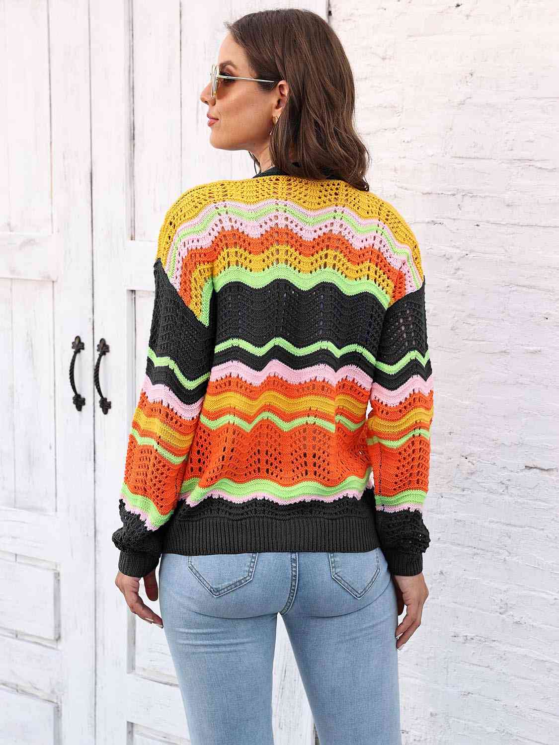 Open Front Openwork Cardigan Trendsi