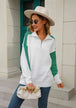 Two-Tone Collared Neck Dropped Shoulder Knit Top Trendsi