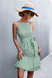 Printed Tie Waist Ruffle Hem Sleeveless Dress -BazaarBey - www.shopbazaarbey.com