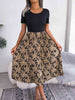 Printed Round Neck Pleated Dress -BazaarBey - www.shopbazaarbey.com