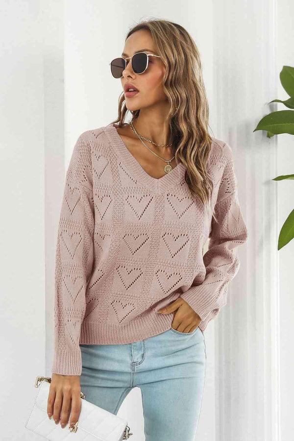 V-Neck Drop Shoulder Sweater Bazaarbey