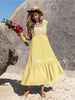 Embroidered Square Neck Ruffle Hem Dress -BazaarBey - www.shopbazaarbey.com