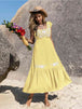 Embroidered Square Neck Ruffle Hem Dress -BazaarBey - www.shopbazaarbey.com